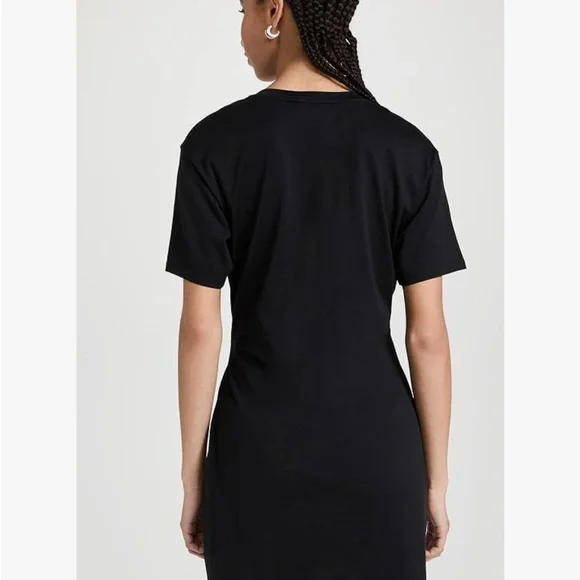 Theory Black T-shirt Side Drape Dress Crew Neck - Picture 2 of 6